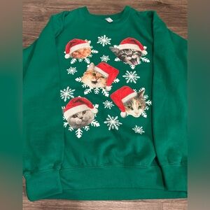 Green Christmas Cat Sweatshirt